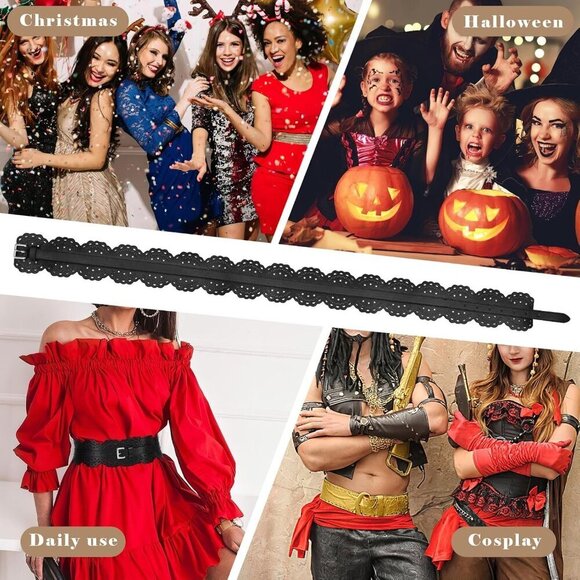 Women Wide Belt Chunky Belts Thick Leather Waist Belt Prong Buckle Gold White main image 6